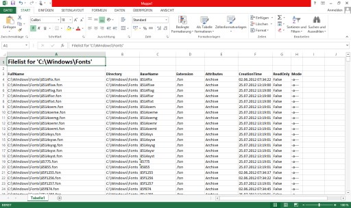 Excel screenshot
